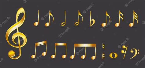 Premium Vector Set Of Golden Musical Annotations Or Realistic Gold