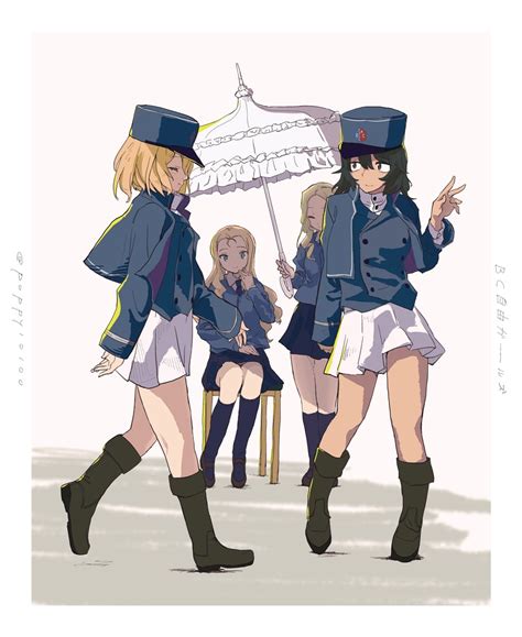 Andou Oshida Marie And Sofue Girls Und Panzer Drawn By Poppy