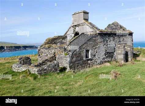 Old Abandoned Ruined Irish Cottage On The Wild Atlantic Way Valentia