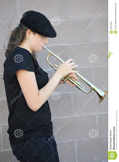 Female Trumpet Player Stock Photo Image Of Outside 49971036
