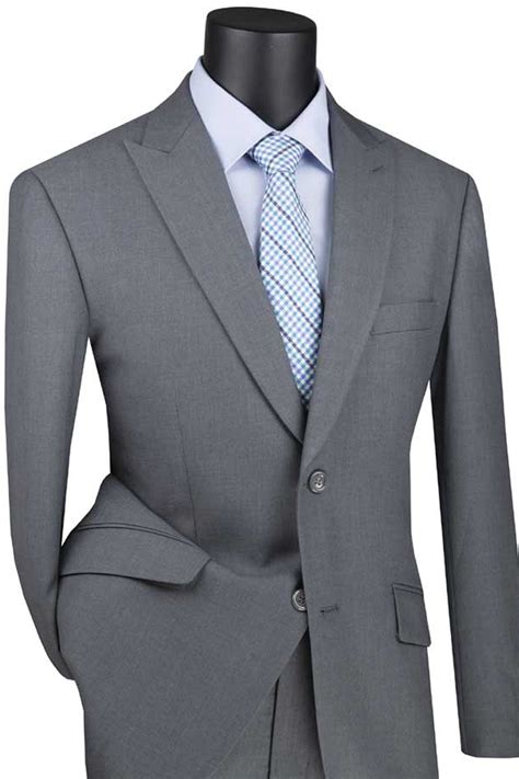 mens 2 button modern fit peak lapel suit in medium grey alligatorwarehouse
