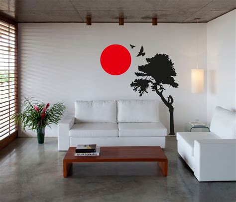 Wall Art Sticker Decal Vinyl Japanese Oriental Tree Sunset Ebay