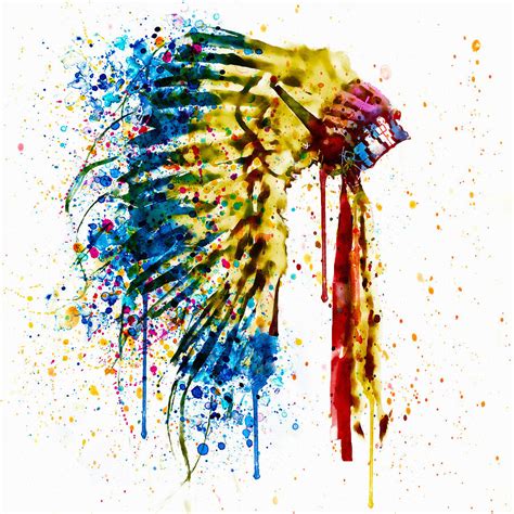 Native American Feather Headdress Mixed Media By Marian Voicu
