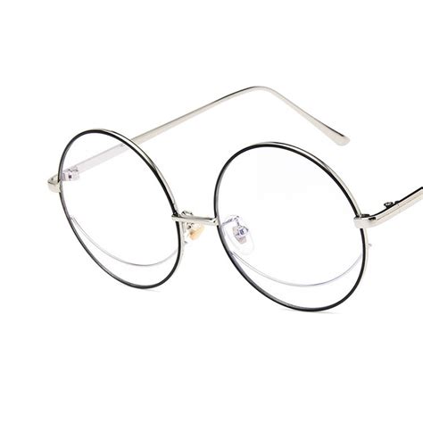 outeye oversized round eyeglasses frame women men vintage clear lens metal frame glasses retro