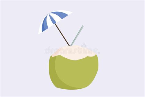 Vector Illustration Of Coconut Drink On The Beach Stock Vector Illustration Of Relax
