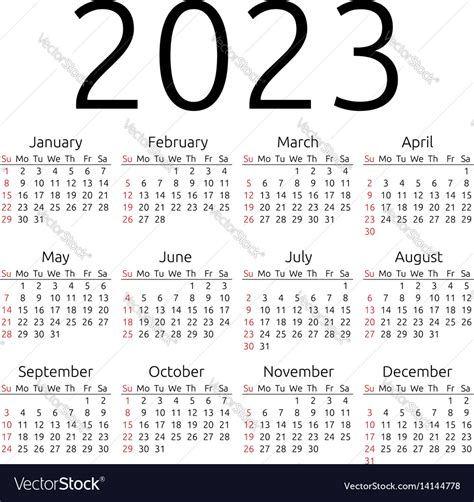 2023 Calendar The Week Starts On Sunday Annual Calendar 2023 Template