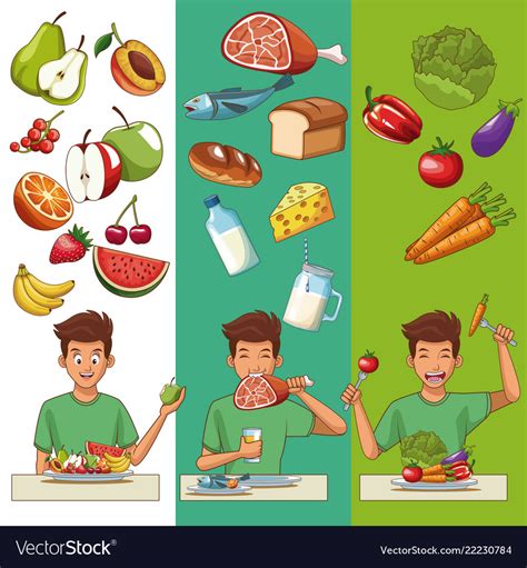 Healthy Food Cartoons Royalty Free Vector Image
