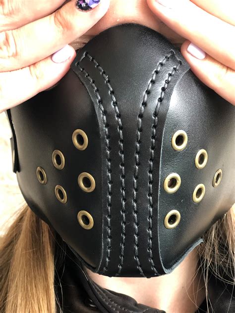 Bondage Bdsm Gag Gesicht Maske Kopf Maske Schutz Femdom Leder Etsy