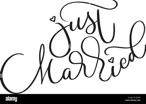Just Married Text On White Background Hand Drawn Vintage Calligraphy