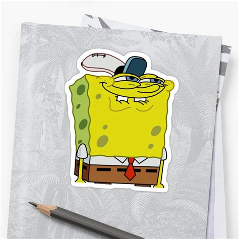 Spongebob Grin Meme Sticker By Memeshoppp Redbubble