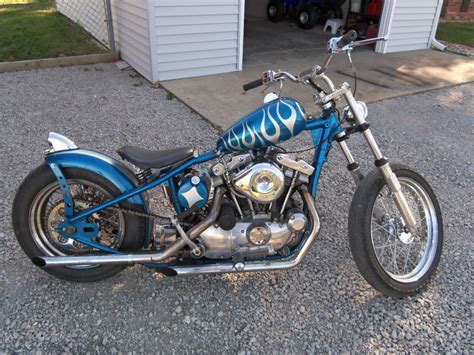 I wanted to create a sportster that looks slender and is low to the ground, but is also capable of normal riding on roads. 1973 XLCH Harley Davidson Sportster Ironhead Custom Bobber ...