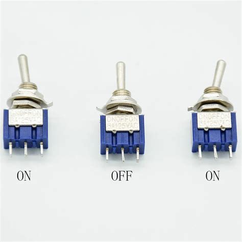 5pcs On Off On 3 Pin 3 Position Mini Latching Toggle Switch Spdt Ac