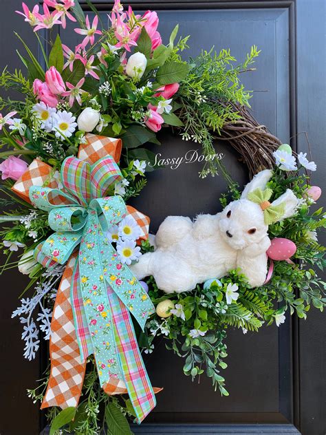 Easter Wreath Easter Bunny Wreath Spring Wreath Easter Door Decor