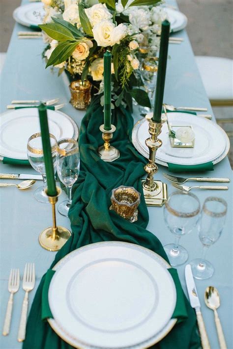 aristide mansfield wedding grey reception table with green runner and