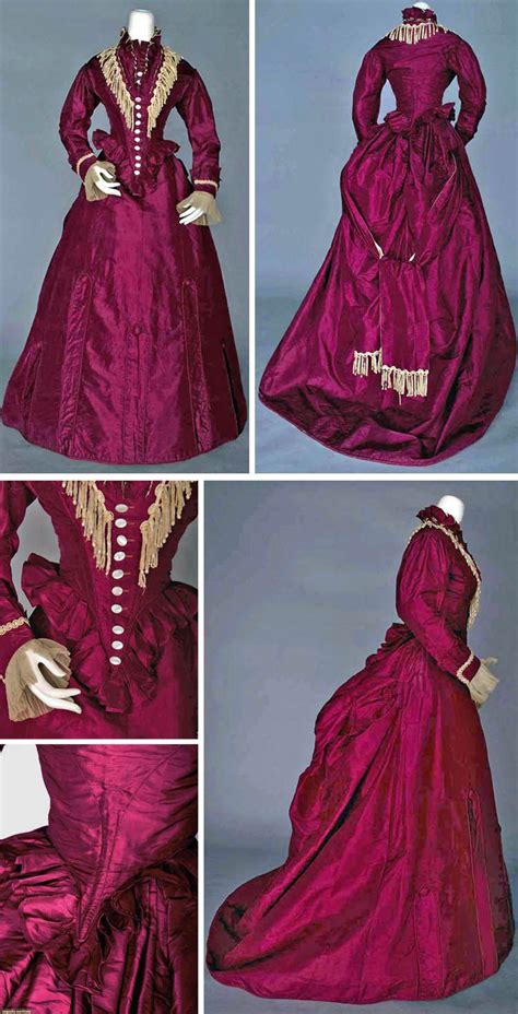 Dinner Dress Ca 1870s Magenta Silk Faille Bodice Has Back And Front