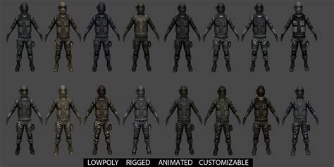 3d Model Customizable Soldier Vr Ar Low Poly Rigged Animated Cgtrader
