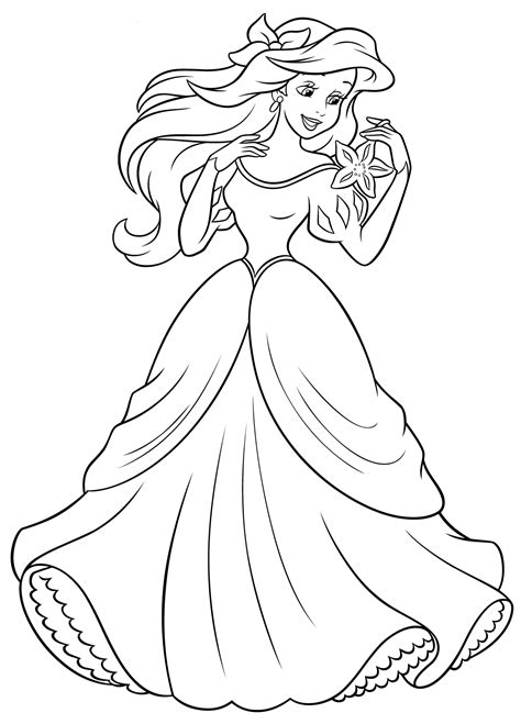Ariel coloring pages when people think about coloring pages, many ideas come to their. Раскраска Ариэль в бальном платье распечатать или скачать ...
