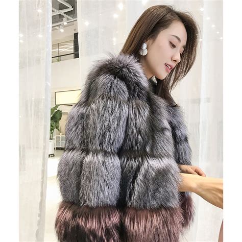 Cx G A 42a 2020 Genuine Fashion Sliver Fox Fur Coat Jackets For Women