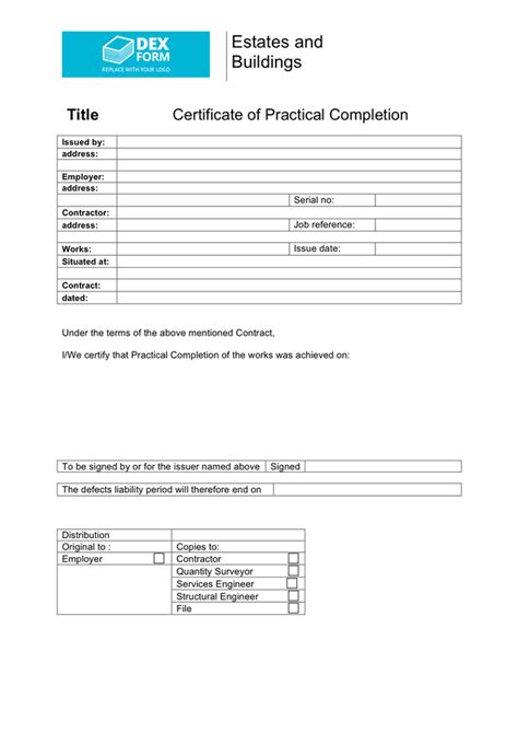 Completing any work successfully deserves an appreciation in the form of a certificate. Certificate of practical completion (GB) in Word and Pdf ...