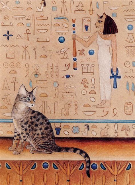 Egyptian Mau Cat Art Print Egyptian Temple Mennefer In 2021 Cat Art
