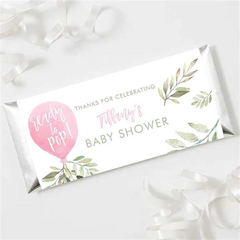 Ready To Pop Personalized Girl Baby Shower Candy Bar Wrappers