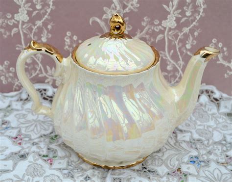 Sadler Teapot Swirl Shape Full Size Vintage English Pottery Etsy