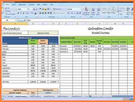 property management spreadsheet template budget