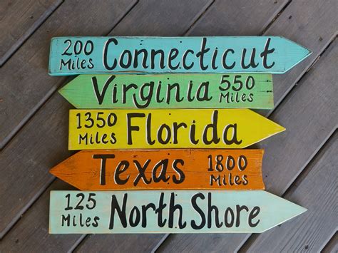 14 Custom Directional Mileage Signs Destination Sign Travel Etsy