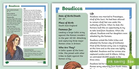Boudicca Fact File Teacher Made Twinkl