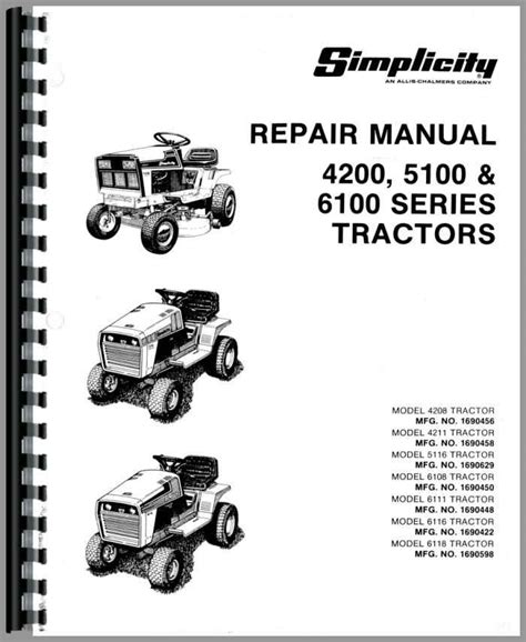 Simplicity 4208 Lawn And Garden Tractor Service Manual