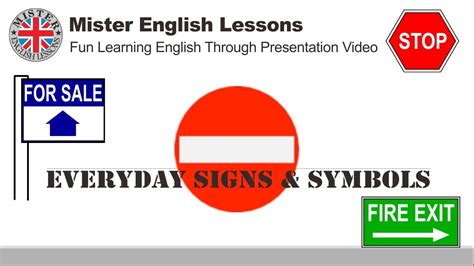 Everyday Signs And Symbols Mister English Lessons Youtube