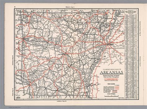 Clasons Road Map Of Arkansas Showing Paved Roads All Weather Roads