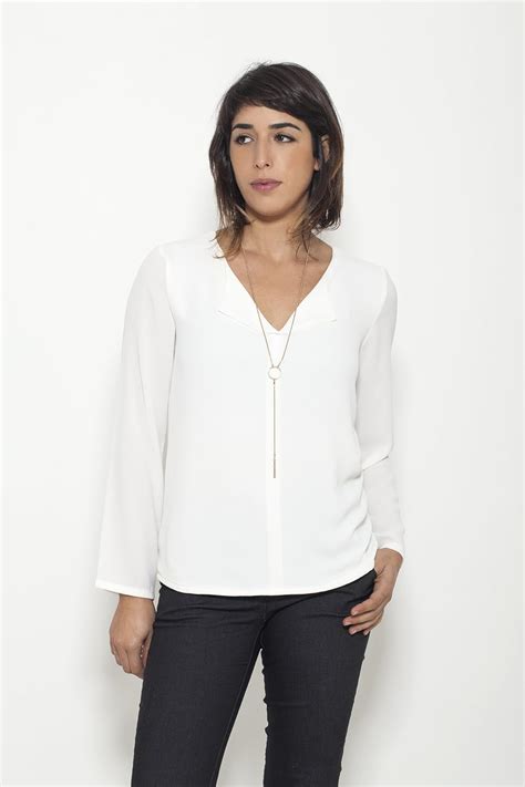 White Shirt For Women V Neck Open Collar Long Sleeve White Blouse 8