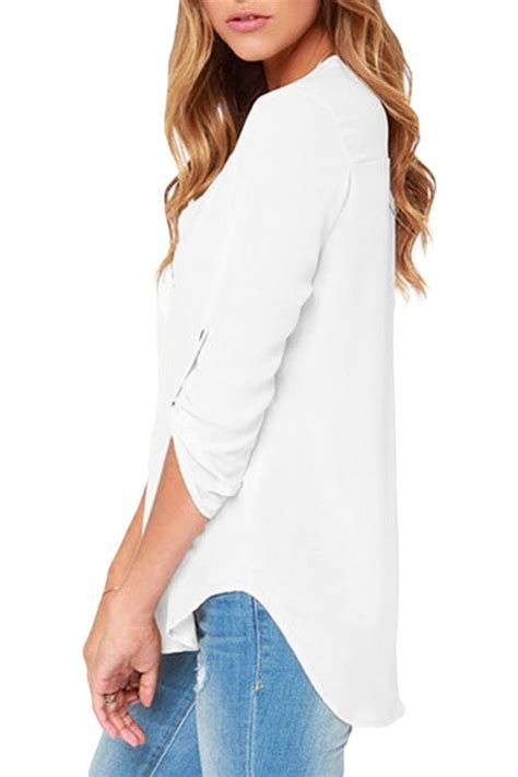 Cheap Women Summer Long Sleeve White Chiffon Blouse Online Store For