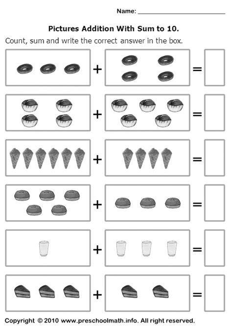 Adding Sets Of Objects Worksheets