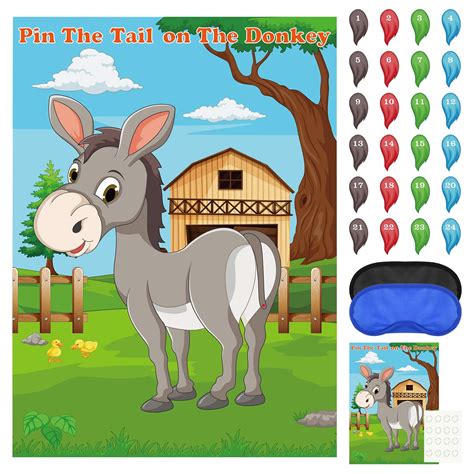 Buy Fepito Pin The Tail On The Donkey Party Game With 24 Pcs Tails For