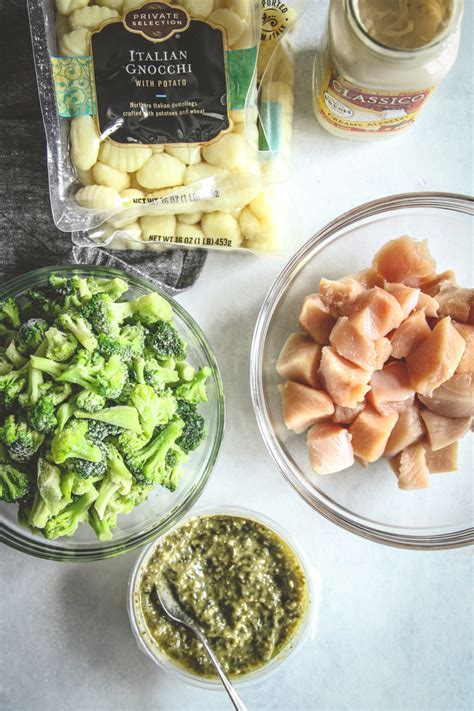 Season with salt and pepper. 5 ingredient Chicken Gnocchi with Alfredo Pesto - Sweetphi