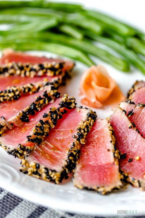 Light Seared Tuna Steak With Oriental Ginger Dressing Recipe