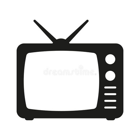 Retro Tv Icon In Flat Style Black And White Retro Tv Icon Vector