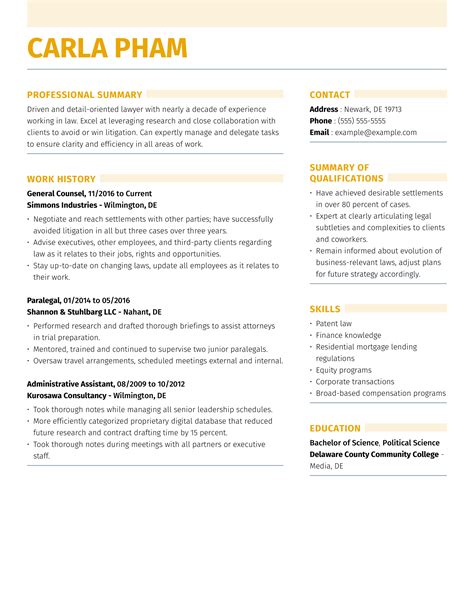 Law Resume Examples Guide Myperfectresume