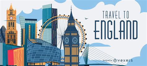 Travel To England London Skyline Vector Download
