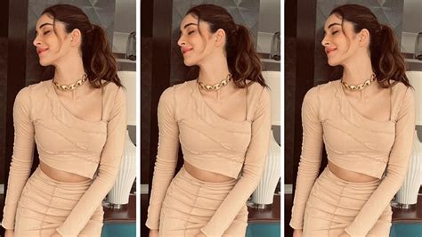 Ananya Panday Paired Her Nude Crop Top Mini Skirt Set With Must See Pink Heels Vogue India