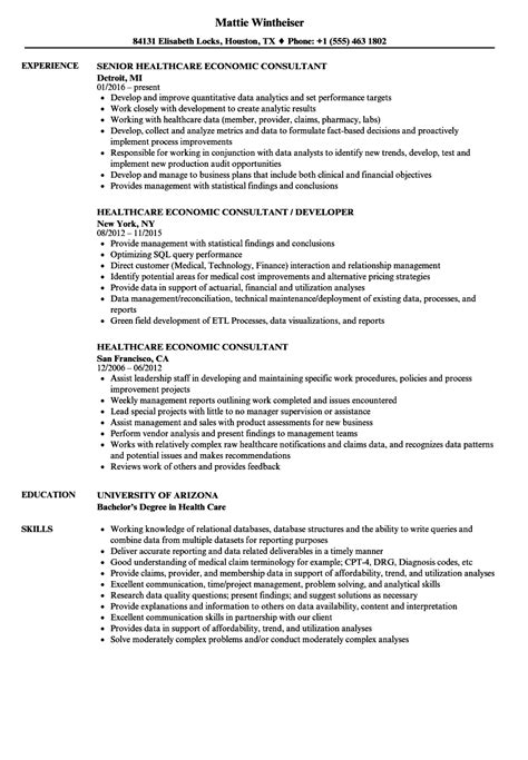 Use a consultant resume template. Healthcare Economic Consultant Resume Samples | Velvet Jobs