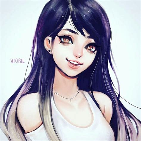 by instagram user vioriee semi realism long hair girl beautiful fantasy art anime love