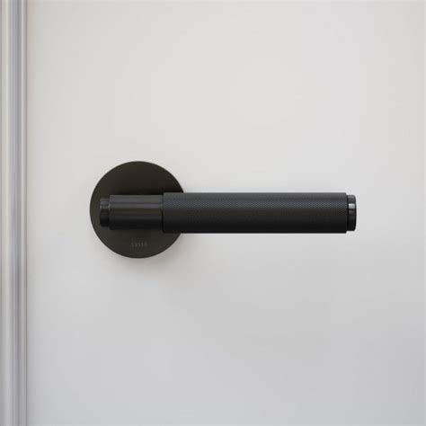 Luxe Knurled Matte Black Internal Door Handles Pair Lusso