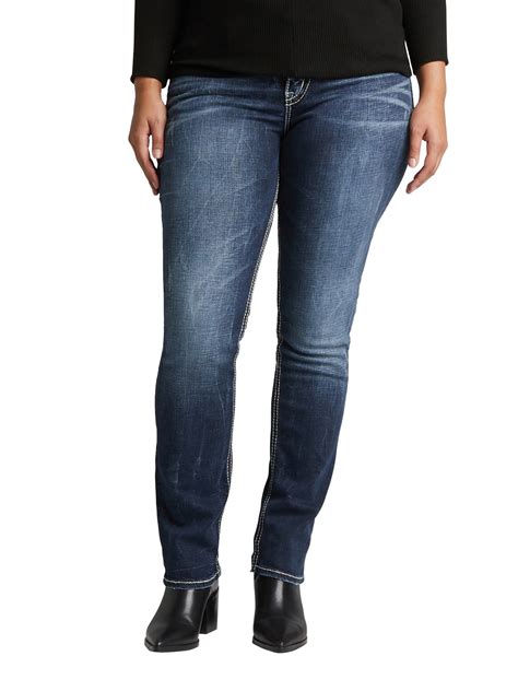 The Style Of Your Life Silver Jeans Co Womens Plus Size Suki Curvy Fit Mid Rise Straight Leg