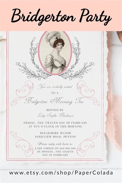 Tea Party Invitation Regency Era Tea Party Bridal Shower Jane Austen