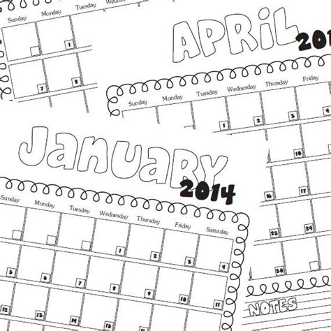 2014 Printable Doodle Art Calendar By Corpimgmarketing 500
