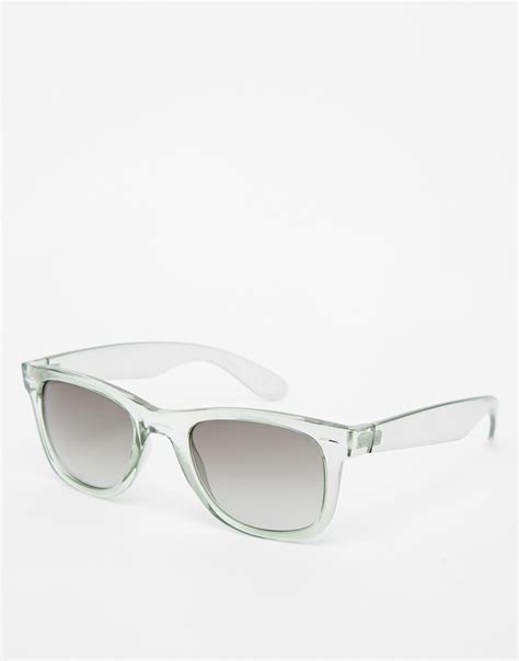 Asos Wayfarer Sunglasses In Green With Clear Frame In Green For Men Lyst