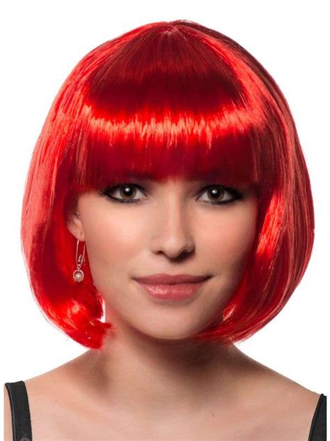 Red Bob Costume Wig With Fringe Womens Short Red Costume Wig